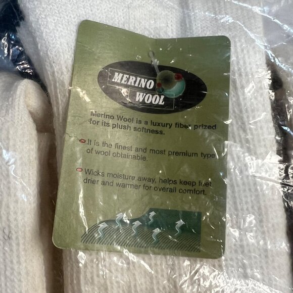 3 Pairs Merino Wool Blend Boot Socks Large 10-12.5 White Multicolor  Made In USA - Picture 4 of 5